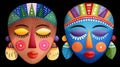 Afrocentric masks representing cultural diversity and heritage Royalty Free Stock Photo