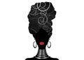 Portrait African woman in traditional spirals turban, Kente head wrap, dashiki printing, black afro women vector silhouette Royalty Free Stock Photo