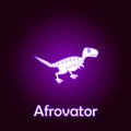 afrovator outline vector. Elements of dinosaurs illustration in neon style icon. Signs and symbols can be used for web, logo,