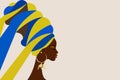 portrait beautiful African woman in traditional turban, Kente Afro head wrap, Traditional dashiki printing, black women