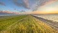 Afsluitdijk dutch sunset landscape Royalty Free Stock Photo