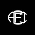 AFT abstract monogram circle logo design on black background. AFT Unique creative initials letter logo