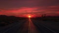 Vibrant Red Sky Afterglow Illuminating Sunset Landscape