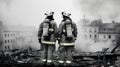 Heroes Amidst the Ashes: Reflections of Bravery Royalty Free Stock Photo
