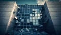 Aftermath of earthquake destruction: office building with shattered windows, Generative AI Royalty Free Stock Photo