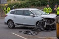 Aftermath of a head on car collision Royalty Free Stock Photo