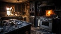 aftermath house fire damage Royalty Free Stock Photo