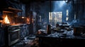 aftermath house fire kitchen Royalty Free Stock Photo