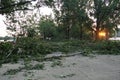 Aftermath of the hurricane July 19, 2023 Sremska Mitrovica, Serbia. Broken trees, mess on the streets. Broken branches, bent