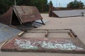 Aftermath of the hurricane July 19, 2023 Sremska Mitrovica, Serbia. Cycling and skateboarding equipment moved by a