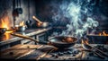 Aftermath of a Small Kitchen Fire Damaged Utensils and the Devastating Impact of a Minor Blaze Royalty Free Stock Photo