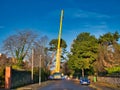 In the aftermath of Storm Arwen Danny Lawlor Crane Hire and Mancoed Tree Management remove a damaged scots pine Royalty Free Stock Photo