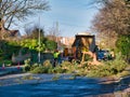 In the aftermath of Storm Arwen Mancoed Tree Management work on a closed public road to remove a damaged scots pine