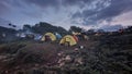 afternoon atmosphere with the charm of several camping tents Royalty Free Stock Photo