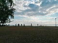 In the afternoon, the beach is crowded, everyone is having fun Mauritius flic en flac