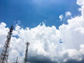 Afternoon blue bright sky full of huge white fluffy clouds Royalty Free Stock Photo