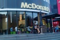 Children and adults buy delicious food at McDonald`s restaurant in shenzhen, China