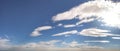 Afternoon cloud formation panorama with sunshine Royalty Free Stock Photo