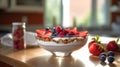 Afternoon Delight: Healthy Smoothie Bowl with Fruit Granola and Honey Royalty Free Stock Photo