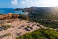 Afternoon foto of aerial view on Vai palm beach in Crete island Royalty Free Stock Photo