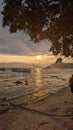 Afternoon at Klara Beach Lampung Sunset Upper the Mountains Royalty Free Stock Photo