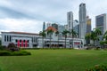 Afternoon landscape view of the Singapore parliament with Skyline in background