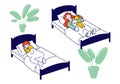 Afternoon Nap Time, Little Kids Sleeping in their Beds in Montessori Kindergarten or Elementary School. Kids Rest