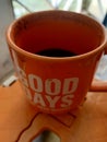 Afternoon orange mug coffee, good days Royalty Free Stock Photo