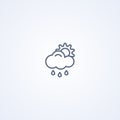 Afternoon rain, vector best gray line icon Royalty Free Stock Photo