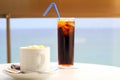 Afternoon refreshments (cafe and cola) Royalty Free Stock Photo