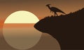 At afternoon silhouette of parasaurolophus