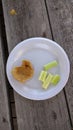 Afternoon snack celery peanut butter Royalty Free Stock Photo