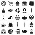 Afternoon snack icons set, simple style