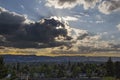 Afternoon Sun Rays over Portland Oregon Skyline Royalty Free Stock Photo