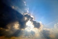 Afternoon Sunbeams Shining Through Storm Clouds Royalty Free Stock Photo