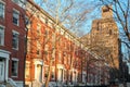 Afternoon sunlight shines on the historic buildings in New York City Royalty Free Stock Photo