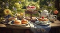 Afternoon tea and cakes in the garden