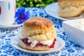 Afternoon tea with cakes and traditional English scones Royalty Free Stock Photo