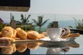 Afternoon tea at the hotel in front of the beach Royalty Free Stock Photo