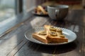 Afternoon tea time, black tea with bread Royalty Free Stock Photo