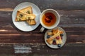 Afternoon tea time, black tea with bread Royalty Free Stock Photo