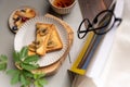 Afternoon tea time, black tea with bread Royalty Free Stock Photo