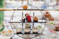 Afternoon tea time and dessert on table. Royalty Free Stock Photo