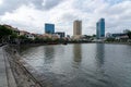 afternoon view of Boat Quay, river cruise boats for