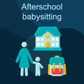 Afterschool babysitting flat concept vector icon
