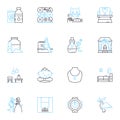 Afterthought linear icons set. Regret, Hindsight, Reflection, Remorse, Diligence, Reassessment, Revision line vector and