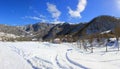 Afurja village. Azerbaijan. 11.25.2019 year. Beautiful landscape of snow-capped mountains Royalty Free Stock Photo