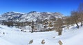 Afurja village. Azerbaijan. 11.25.2019 year. Beautiful landscape of snow-capped mountains Royalty Free Stock Photo