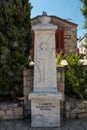 Greece, Afytos, statue in front of the taxiarchon Royalty Free Stock Photo