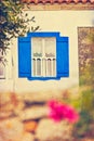 Afytos Greece - old house window - vintage style Royalty Free Stock Photo